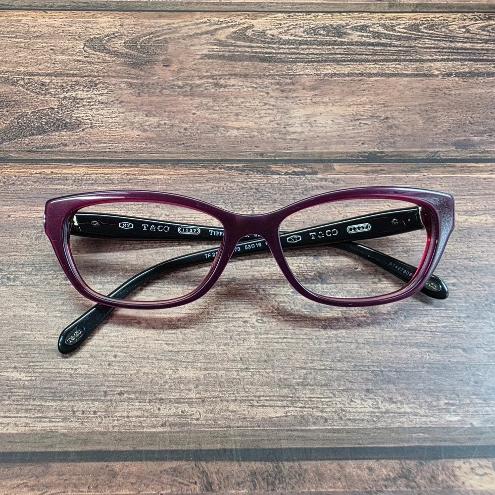 Tiffany & Co TF 2114 8173 Plum Black Cat Eye Eyeglasses Frames Italy 53-16-140